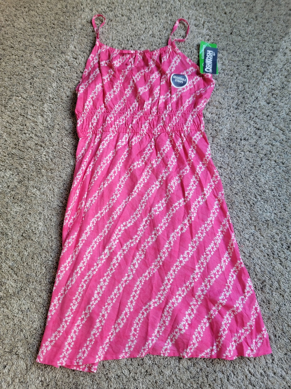 OshKosh B'gosh Pink Diagonal Floral Sundress Size 12 NWT!